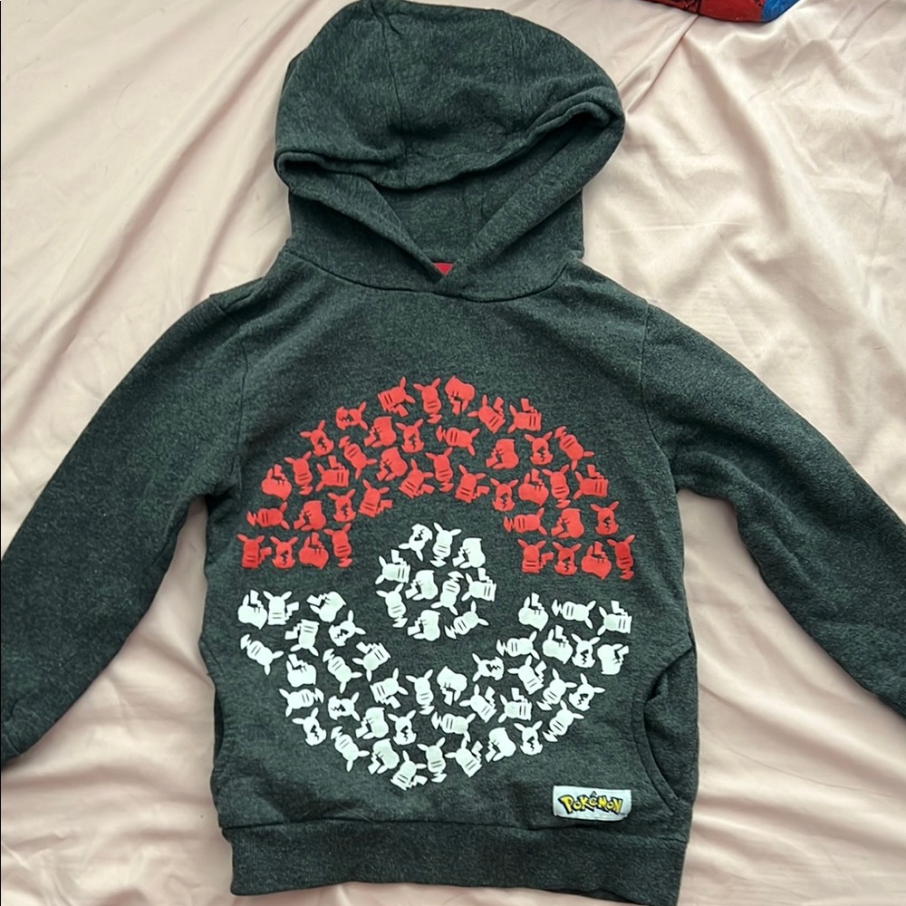 Kids Pokémon Hoodie - Dark Gray with Red and White Design